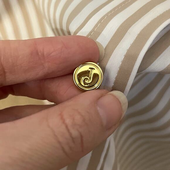 Jude Connally Kimber Button Down Tunic Top XL Long Sleeve Striped Sand Cotton - Picture 3 of 9